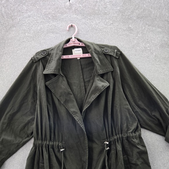 Torrid Women Jacket 4 Green Twill Drapey Open Front Draker Trench Coat - Picture 4 of 9